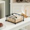 Flat Metal Square Napkin Holder with Weighted Arm and a Wooden Tray Perfect for Adorning Dining Table, Kitchen Countertop and Napkin Holder for Bathroom also Good for Outdoor Table at Restaurant